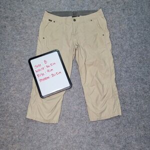 Kuhl Size 8 Khaki Capri‎ Pants Womens Outdoor Hiking Casual Flower Detail